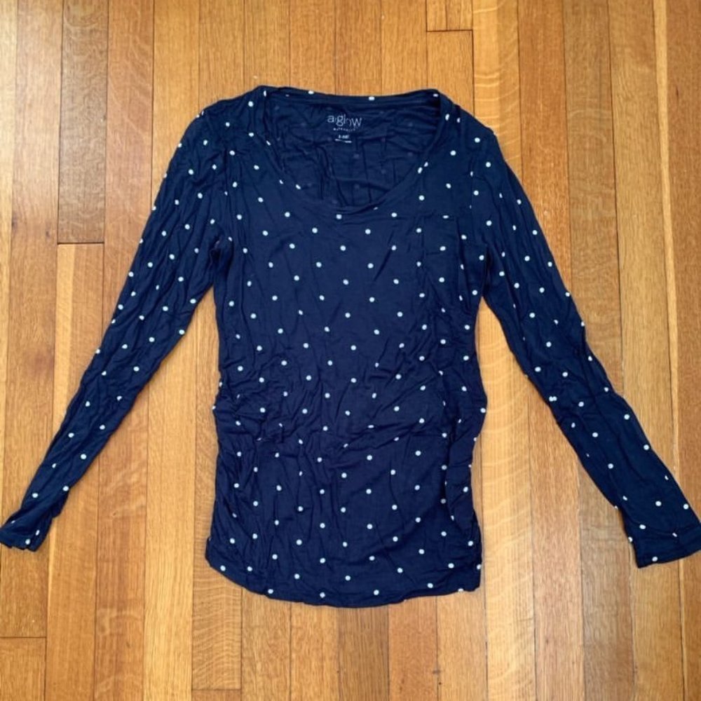 a:glow Blue Polka Dot Maternity Shirt